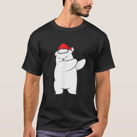 Dabbing Polar Bear Santa Hat Christmas Hat Polar B Tシャツ (正面)