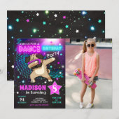 Dabbing Pug Birthday Invitation / Dance Party 招待状 (正面/裏面)