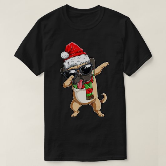 Dabbing Pug Santa Christmas Gift Kids Boys Girls P Tシャツ (デザイン正面)