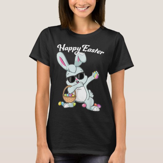 Dabbing Rabbit Happy Easter Day Eggs Dab Boys Girl Tシャツ (正面)