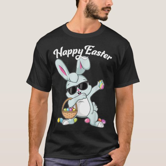 Dabbing Rabbit Happy Easter Day Eggs Dab Boys Girl Tシャツ (正面)