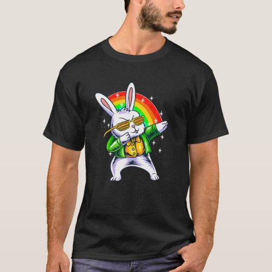 Dabbing Rabbit Rainbow Easter Day Eggs Dab Boys Gi Tシャツ (正面)
