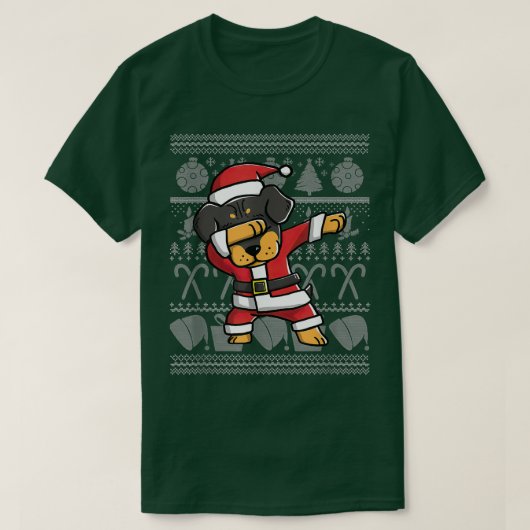Dabbing Rottweiler Ugly Christmas Sweater  Tシャツ (デザイン正面)