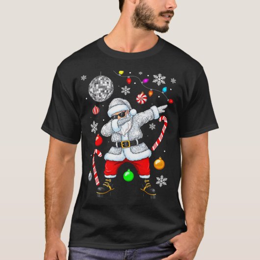 Dabbing Santa Christmas Disco Retro 70s 80s Vibes  Tシャツ (正面)