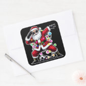 Dabbing Santa Christmas Lights Soccer スクエアシール (封筒)