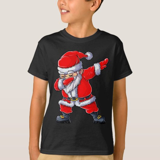 Dabbing Santa Claus Christmas Boys Men Funny Xmas  Tシャツ (正面)