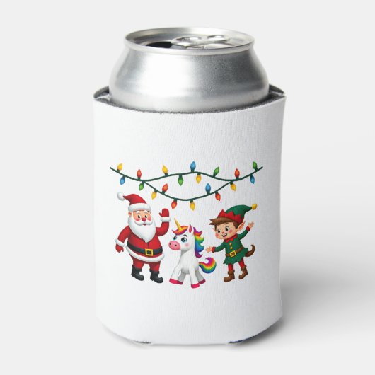 Dabbing Santa Elf Unicorn Christmas Kids Boys Men 缶クーラー (缶正面)