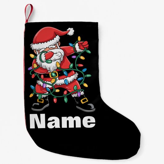 Dabbing Santa Funny Personalized Christmas Gift スモールクリスマスストッキング (正面)