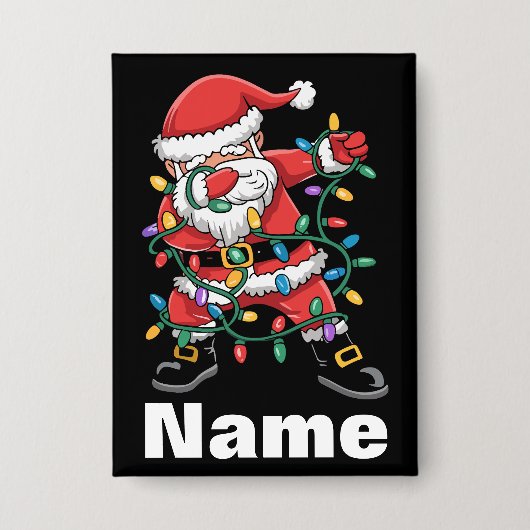Dabbing Santa Funny Personalized Christmas Gift 缶バッジ (正面)