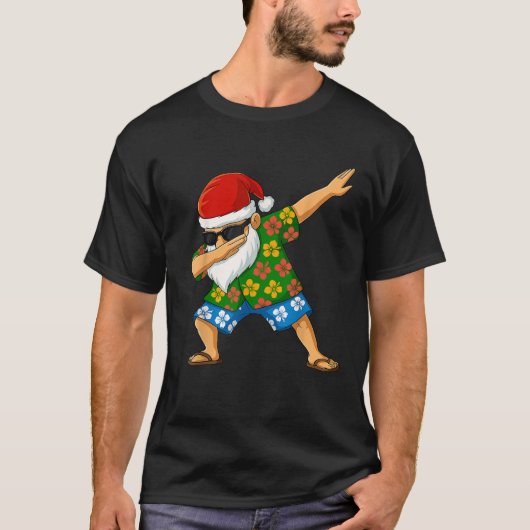 Dabbing Santa Hawaiian Beach Outfit Summer Christm Tシャツ (正面)