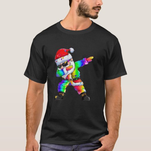 Dabbing Santa - Rainbow Christmas Design Tシャツ (正面)