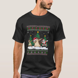 Dabbing Santa Reindeer Hedgehog Tree Lights Ugly X Tシャツ