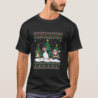 Dabbing Santa Reindeer Penguin Tree Lights Ugly Xm Tシャツ