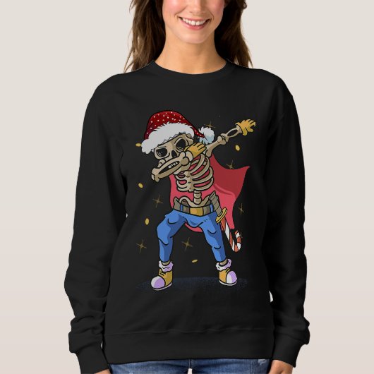 Dabbing Santa Skeleton christmas for men boy Chri スウェットシャツ (正面)
