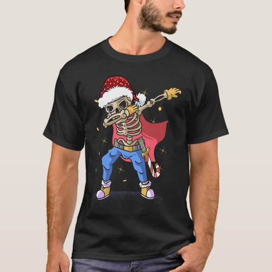 Dabbing Santa Skeleton christmas  for men boy Chri Tシャツ (正面)