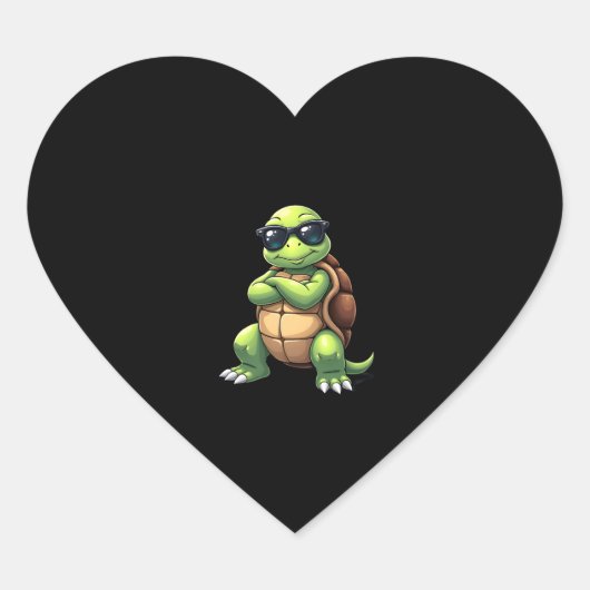 Dabbing Sea Turtle Animal Lover Save The Turtles ( ハートシール (正面)