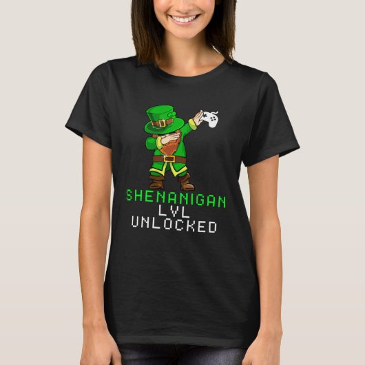 Dabbing Shamrock Shenanigans Leprechaun Unicorn Ga Tシャツ (正面)