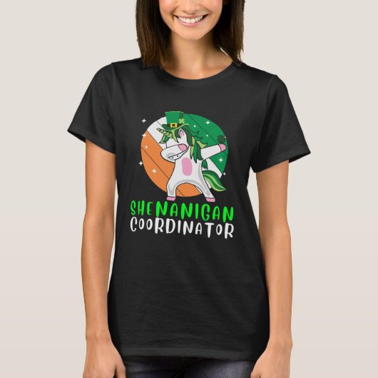 Dabbing Shamrock Shenanigans Leprechaun Unicorn Gn Tシャツ (正面)