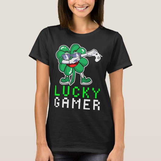Dabbing Shamrock St Paddy's Day Video Gaming Quote Tシャツ (正面)