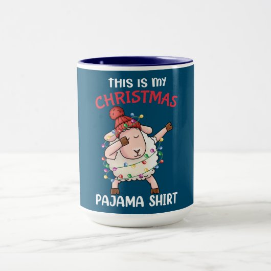 Dabbing Sheepこれは私のクリスマスパジャマクリスマス マグカップ (中央)