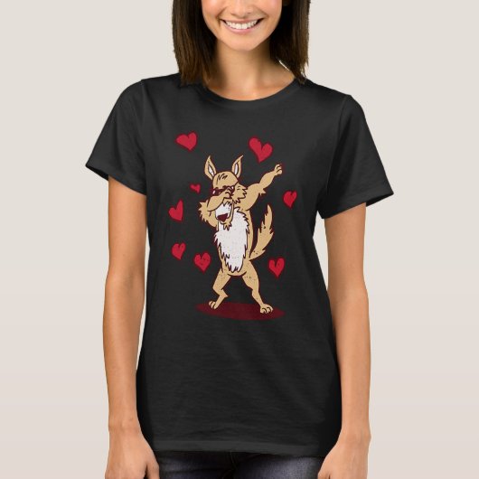 Dabbing Siberian Husky Heart Valentine's Day Dab D Tシャツ (正面)