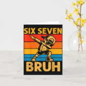 Dabbing Six Seven Bruh 67 Meme 6 7 Numbers Funny B カード (黄色い花)