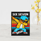 Dabbing Six Seven Bruh 67 Meme 6 7 Numbers Funny B カード (黄色い花)