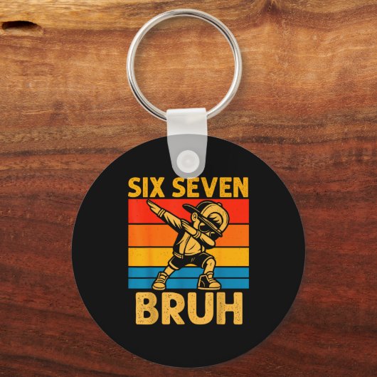 Dabbing Six Seven Bruh 67 Meme 6 7 Numbers Funny B キーホルダー (正面)