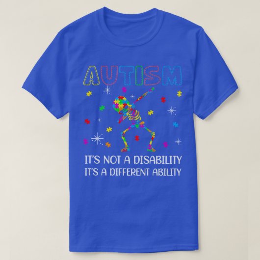 Dabbing skeleton自閉症に対する認識違うA Tシャツ (デザイン正面)