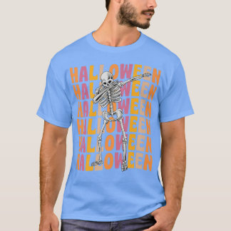 Dabbing Skeleton 70s 80s Retro Vintage Style Hallo Tシャツ
