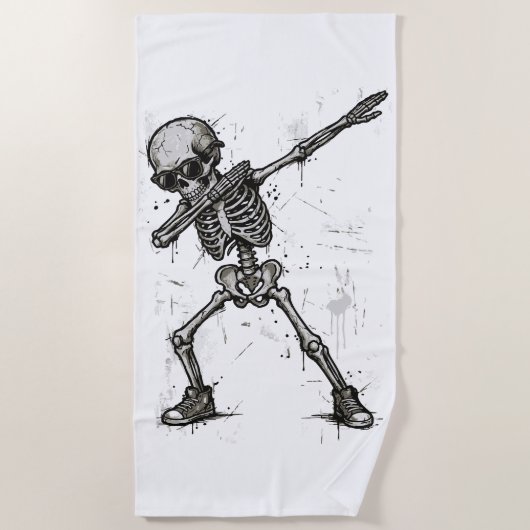 Dabbing Skeleton Art – Funny Street Style ビーチタオル (正面)
