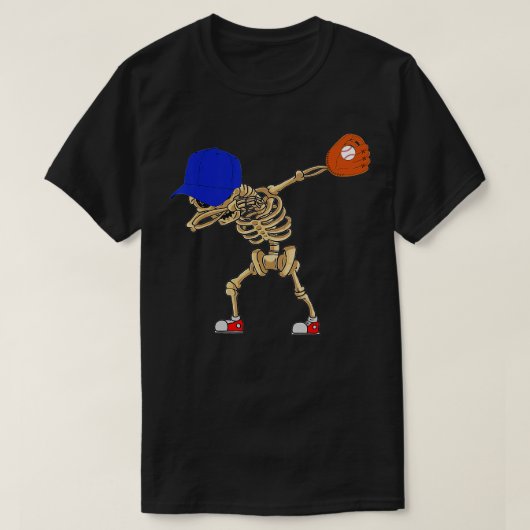 Dabbing Skeleton Baseball Funny Halloween Boys Kid Tシャツ (デザイン正面)