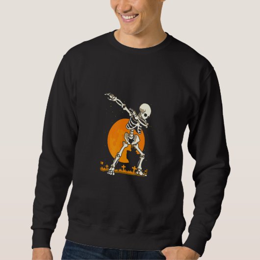 Dabbing Skeleton Halloween Costume Spooky Season スウェットシャツ (正面)