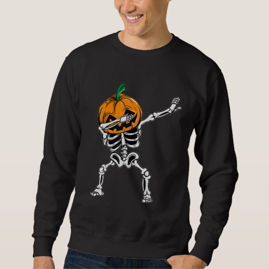 Dabbing Skeleton Halloween Ghost Party Costume Pum スウェットシャツ (正面)