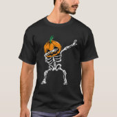 Dabbing Skeleton Halloween Ghost Party Costume Pum Tシャツ (正面)