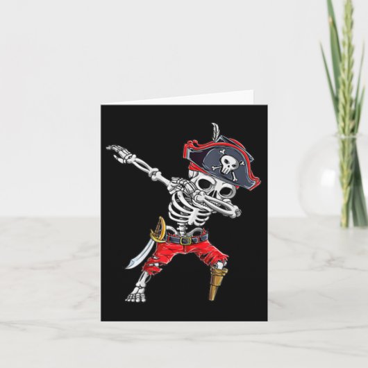 Dabbing Skeleton Pirate面白いハロウィンキッズすてき カード (正面)