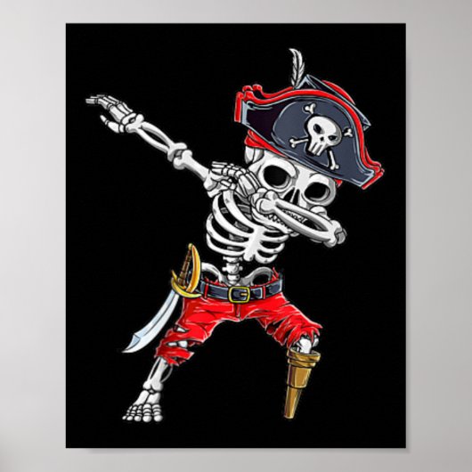 Dabbing Skeleton Pirate面白いハロウィンキッズすてき ポスター (正面)