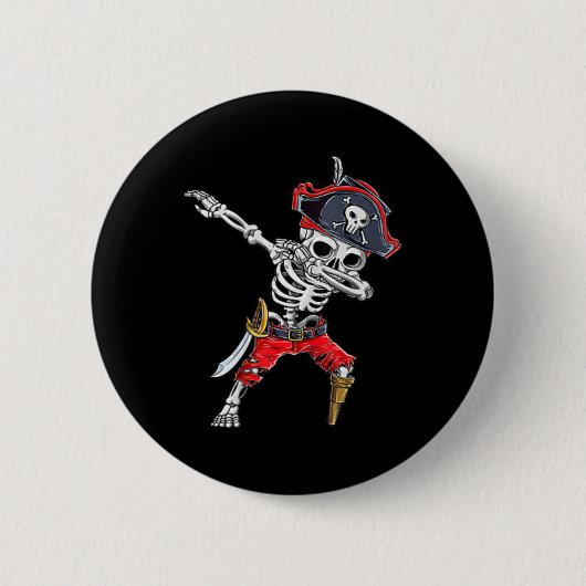 Dabbing Skeleton Pirate面白いハロウィンキッズすてき 缶バッジ (正面)