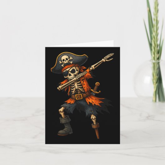 Dabbing Skeleton Pirate Halloween Costume For Kids カード (正面)
