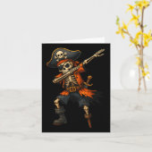 Dabbing Skeleton Pirate Halloween Costume For Kids カード (黄色い花)