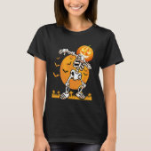 Dabbing Skeleton Pumpkin Halloween Costume Men Wom Tシャツ (正面)
