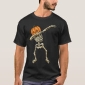 Dabbing Skeleton Pumpkin Halloween Jack O Lantern Tシャツ (正面)