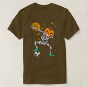 Dabbing Skeleton Pumpkin Soccer Halloween Boys Gir Tシャツ (デザイン正面)