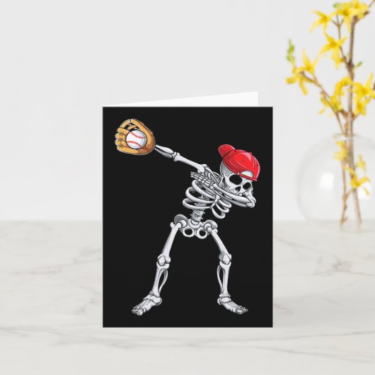 Dabbing Skeleton Sell Halloween Player Catcher Pit カード (黄色い花)