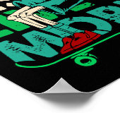 Dabbing Skeleton Skateboarder Skater Deck Skateboa ポスター (角)