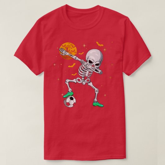 Dabbing Skeleton Soccer Halloween Boys Girls Kids Tシャツ (デザイン正面)