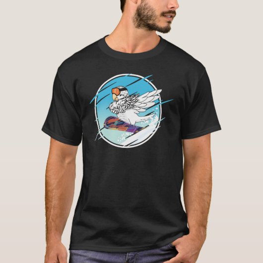 Dabbing Snowboard Parrot I White Budgie Budgerigar Tシャツ (正面)