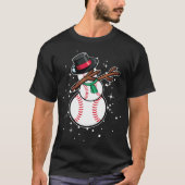 Dabbing Snowman Baseball Funny Christmas baseball  Tシャツ (正面)