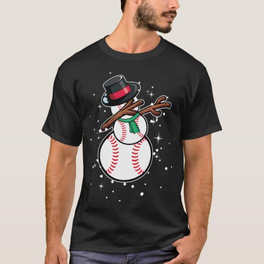 Dabbing Snowman Baseball Funny Christmas baseball  Tシャツ (正面)