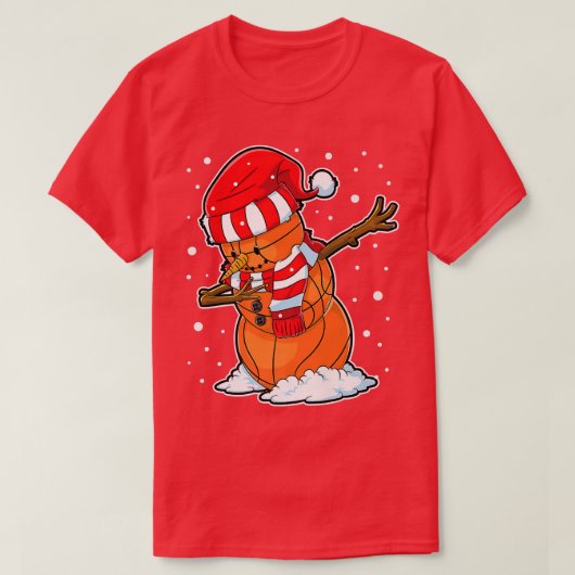 Dabbing Snowman Basketball Ball Christmas Santa Bo Tシャツ (デザイン正面)